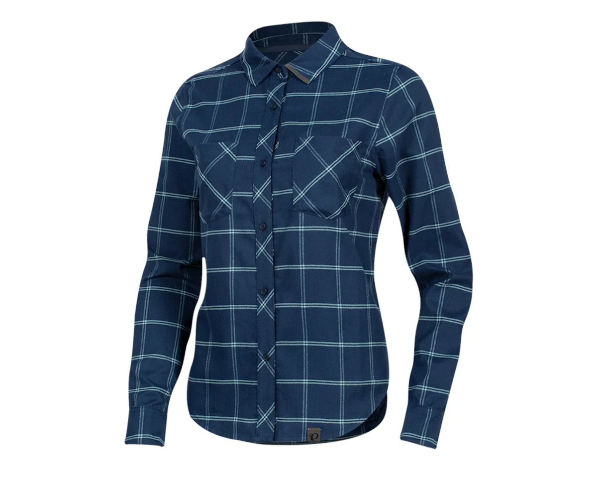 Pearl iZUMi Women's Rove Long Sleeve Shirt (Navy/Aquifer Plaid) (XS)